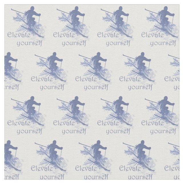 Custom Back Colour Elevate Yourself Ski Quote Blue Fabric (Close Up)