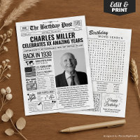 Custom Back in 1930 Newspaper Birthday Card, Trend