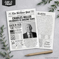 Custom Back in 1938 Newspaper Birthday Card, Trend