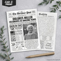 Custom Back in 1943 Newspaper Birthday Card, Trend