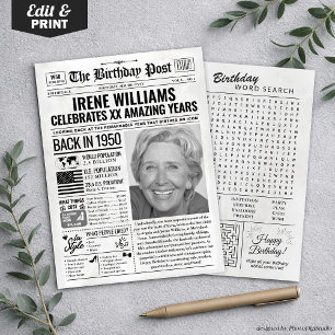 Custom Back in 1950 Newspaper Birthday Card, Trend Holiday Card