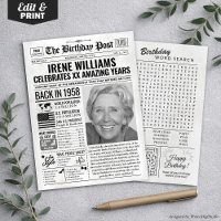 Custom Back in 1958 Newspaper Birthday Card, Trend