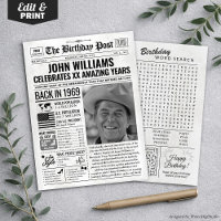Custom Back in 1969 Newspaper Birthday Card, Trend