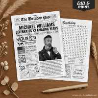 Custom Back in 1970 Newspaper Birthday Card, Trend