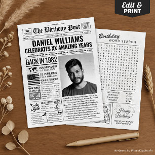 Custom Back in 1982 Newspaper Birthday Card, Trend Holiday Card