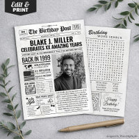 Custom Back in 1999 Newspaper Birthday Card, Trend