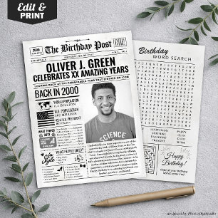 Custom Back in 2000 Newspaper Birthday Card, Trend Holiday Card