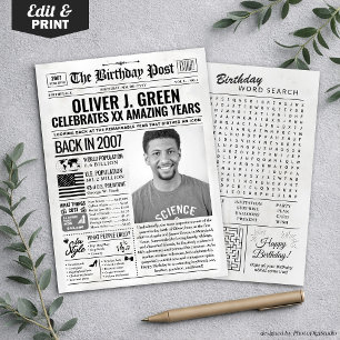 Custom Back in 2007 Newspaper Birthday Card, Trend Holiday Card