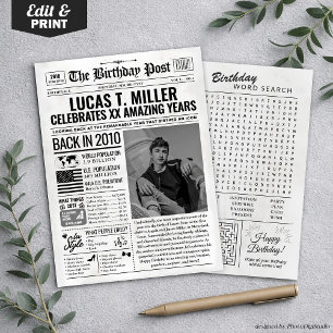 Custom Back in 2010 Newspaper Birthday Card, Trend Holiday Card