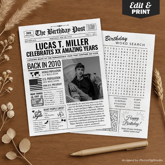 Custom Back in 2010 Newspaper Birthday Card, Trend Holiday Card (Custom Back in 2010 Newspaper Birthday Card, Trend Holiday Card)