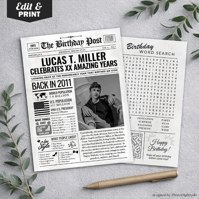 Custom Back in 2011 Newspaper Birthday Card, Trend Holiday Card (Custom Back in 2011 Newspaper Birthday Card, Trend Holiday Card)