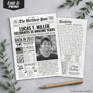 Custom Back in 2013 Newspaper Birthday Card, Trend Holiday Card