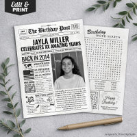 Custom Back in 2014 Newspaper Birthday Card, Trend