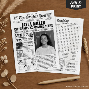 Custom Back in 2016 Newspaper Birthday Card, Trend Holiday Card