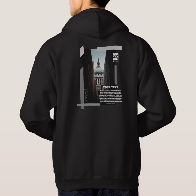 Custom Back Print Modern Urban Building Hoodie (Back)