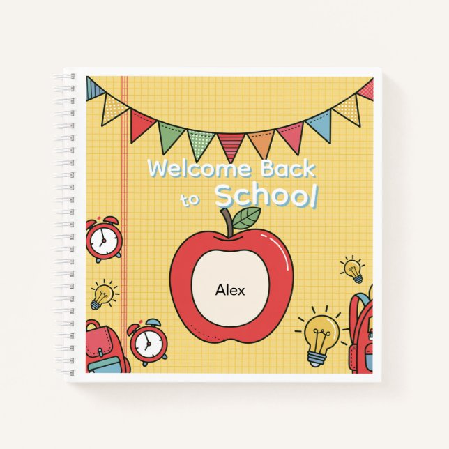 Custom Back to School Science Notebook with apple (Front)