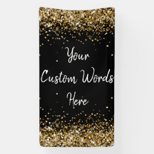 Custom Backdrop Birthday Party Photo Black & Gold Banner