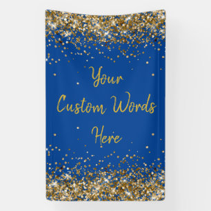 Custom Backdrop Birthday Party Photo Blue and Gold Banner