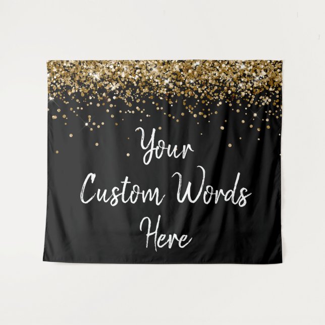 Custom Backdrop Birthday Party Photo Booth Black Tapestry (Front (Horizontal))