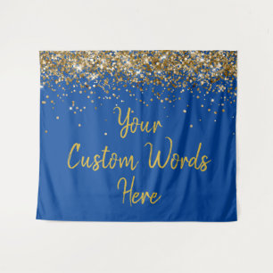 Custom Backdrop Birthday Party Photo Booth Blue Tapestry