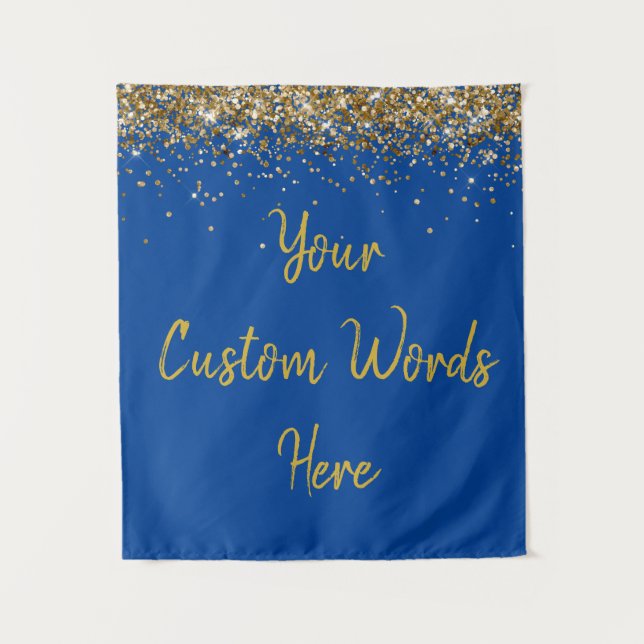 Custom Backdrop Birthday Party Photo Booth Blue Tapestry (Front)
