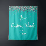 Custom Backdrop Birthday Party Photo Booth Blue Tapestry<br><div class="desc">custom backdrop for photo booth,  hen weekend wedding photobooth sparkly,  sweet 16 quinceanera 40th 50th,  sparkle birthday party personalised 30th,  fifteen 15th sweet sixteen 16th,  twenty-fifth 25th twenty first prop,  turquoise blue silver baby shower,  daughter girl wife twinkle glitter,  granddaughter son boy 5th fifth,  anniversary bridal 20th 10th 80th</div>