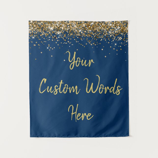 Custom Backdrop Birthday Party Photo Booth Gold Tapestry (Front)