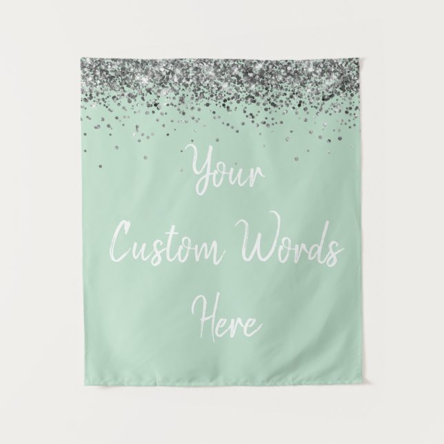 Custom Backdrop Birthday Party Photo Booth Mint Tapestry (Front)