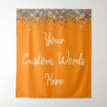 Custom Backdrop Birthday Party Photo Booth Orange Tapestry<br><div class="desc">custom backdrop for photo booth,  hen weekend wedding photobooth sparkly,  sweet 16 quinceanera 40th 50th,  sparkle birthday party personalised 30th,  fifteen 15th sweet sixteen 16th,  twenty-fifth 25th twenty first prop,  orange white silver baby shower,  daughter girl wife twinkle glitter,  granddaughter son boy 5th fifth,  anniversary bridal 20th 10th 80th</div>