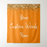 Custom Backdrop Birthday Party Photo Booth Orange Tapestry<br><div class="desc">custom backdrop for photo booth,  hen weekend wedding photobooth sparkly,  sweet 16 quinceanera 40th 50th,  sparkle birthday party personalised 30th,  fifteen 15th sweet sixteen 16th,  twenty-fifth 25th twenty first prop,  orange white gold baby shower,  daughter girl wife twinkle glitter,  granddaughter son boy 5th fifth,  anniversary bridal 20th 10th 80th</div>