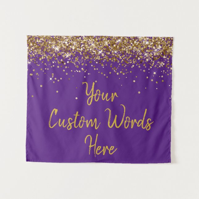 Custom Backdrop Birthday Party Photo Booth Purple Tapestry (Front (Horizontal))