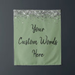 Custom Backdrop Birthday Party Photo Booth Sage Tapestry<br><div class="desc">custom backdrop for photo booth,  hen weekend wedding photobooth sparkly,  sweet 16 quinceanera 40th 50th,  sparkle birthday party personalised 30th,  fifteen 15th sweet sixteen 16th,  twenty-fifth 25th twenty first prop,  sage green silver baby shower,  daughter girl wife twinkle glitter,  granddaughter son boy 5th fifth,  anniversary bridal 20th 10th 80th</div>