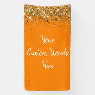 Custom Backdrop Birthday Party Photo Orange & Gold Banner