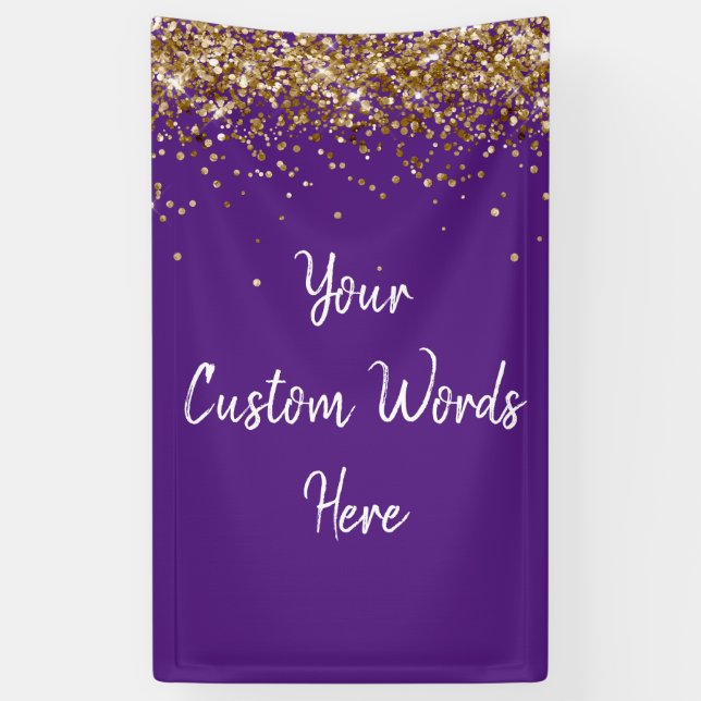 Custom Backdrop Birthday Party Photo Prop Purple Banner (Vertical)
