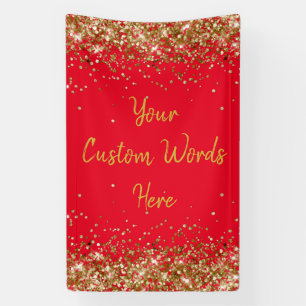 Custom Backdrop Birthday Party Photo Red and Gold Banner