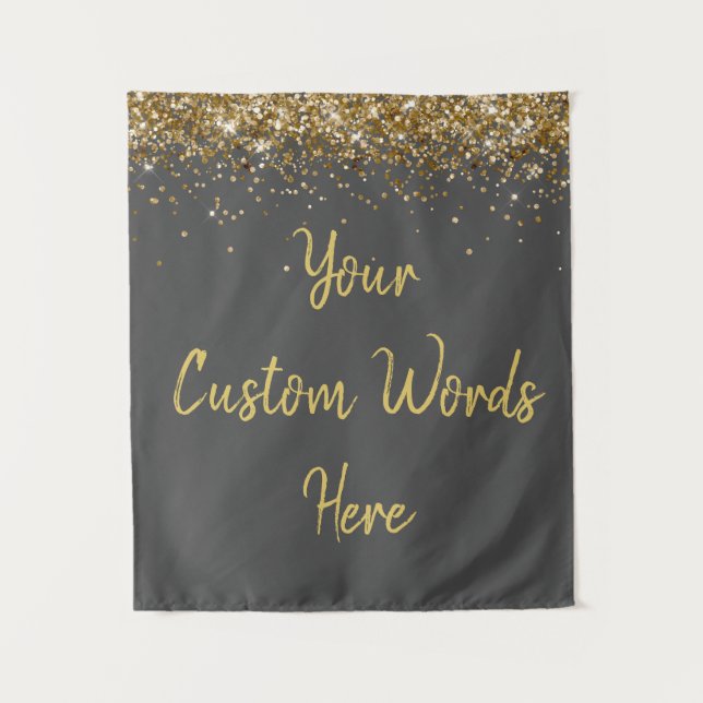 Custom Backdrop Birthday Party Photobooth Charcoal Tapestry (Front)
