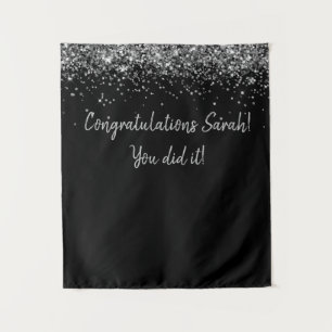 Custom Backdrop Graduation Party Photo Prop Silver Tapestry