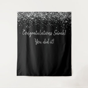 Custom Backdrop Graduation Party Photo Prop Silver Tapestry