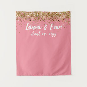 Custom Backdrop Wedding Photo Booth Pale Pink Gold Tapestry