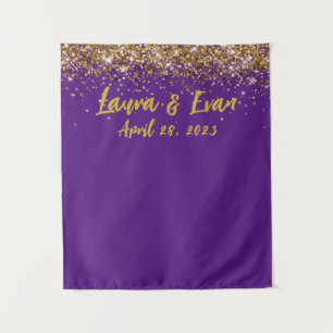 Custom Backdrop Wedding Photo Booth Purple & Gold Tapestry