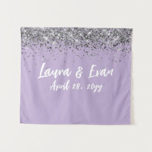 Custom Backdrop Wedding Photo Booth Purple Silver Tapestry