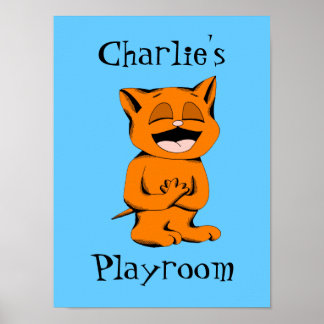 Custom Background and Text Toy Matching Mocha Cat Poster