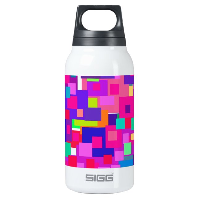 Custom Background Colour Clustered Squares Insulated Water Bottle (Front)