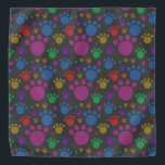 Custom Background Colour w/ Rainbow Colourful Paws Bandana<br><div class="desc">CUSTOM BACKGROUND COLOR. Brightly coloured rainbow paw prints in a decorative repeating pattern. The background colour is customisable and can be changed to any colour or shade.</div>