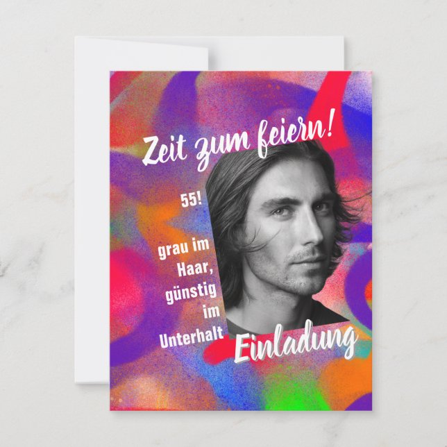 Custom Background free photo Birthday invitation (Front)