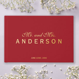 Custom Background Mr & Mrs Script Elegant Wedding  Guest Book