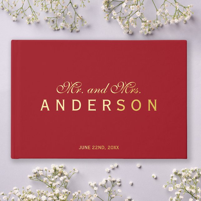 Custom Background Mr & Mrs Script Elegant Wedding  Guest Book (Creator Uploaded)