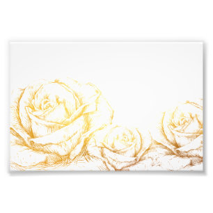 Custom Background Vintage Roses Floral Faux Gold Photo Print