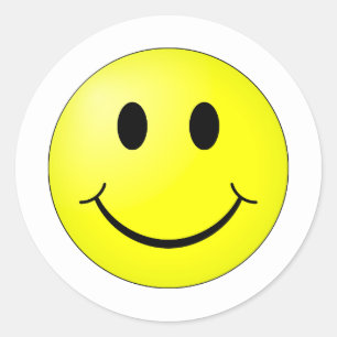 Custom Backround Color Yellow Happy Face Sticker