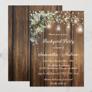 Custom Backyard Party with Rustic Theme Invitation